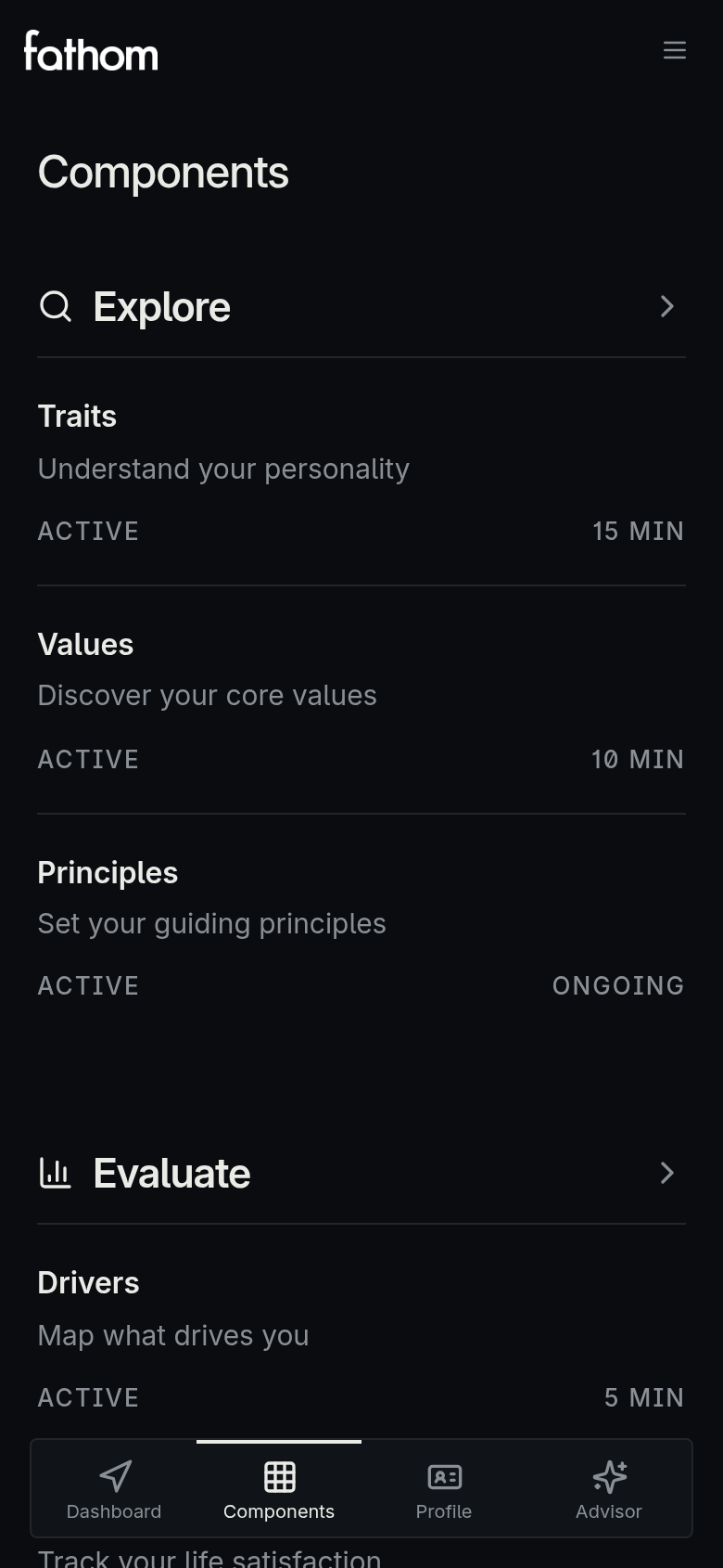The nine Components on a phone